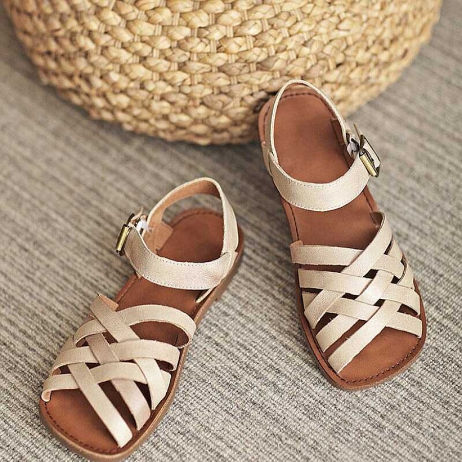 Dwarves Woven Leather Gladiator Sandals For Women Flat Ankle Strap In / /