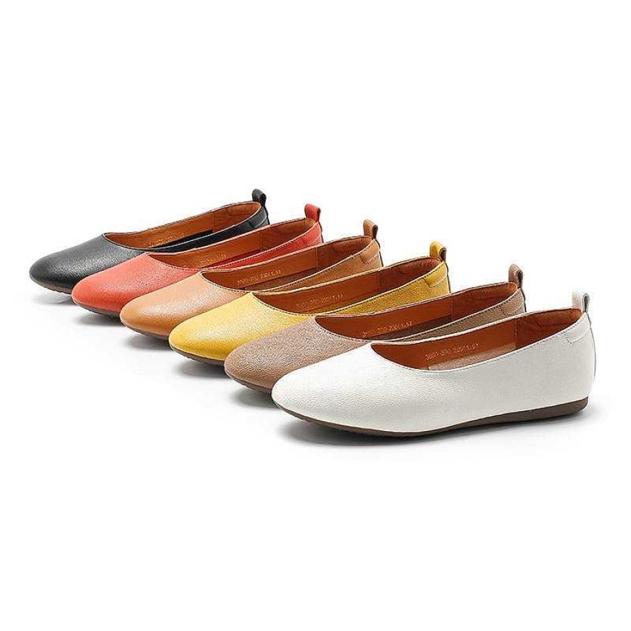 Dwarves Vegetable Tanned Sheepskin Slip-On For Women Handmade Pointed Toe Flats 6 Colors