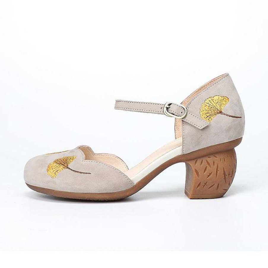 Dwarves Mid Heel Mary Jane Sandals Womens Round Toe Retro Buckle Sandals Handmade Matte Leather Pumps