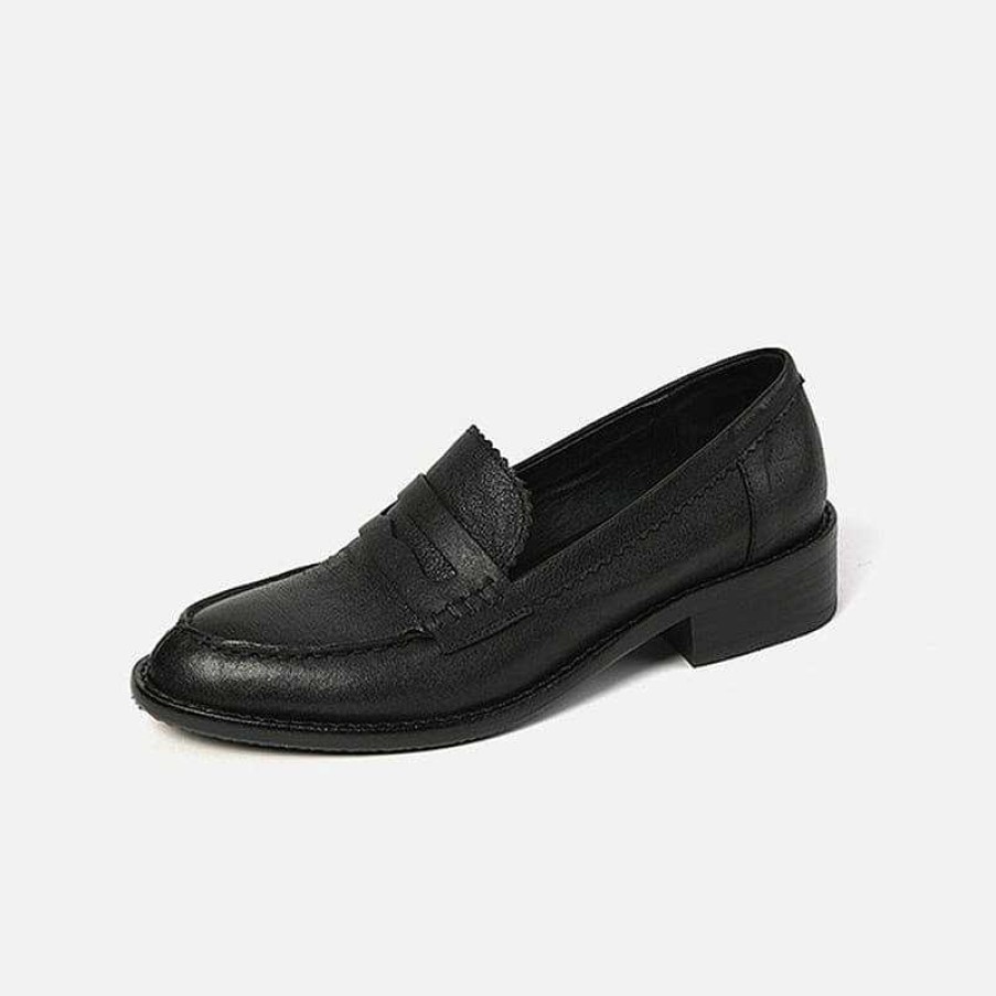 Dwarves Classic Leather Penny Loafers For Women Round Toe In /