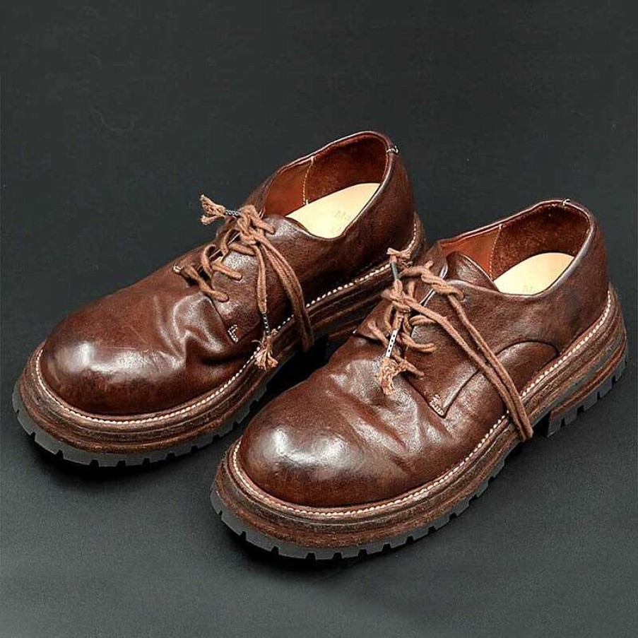 Dwarves Round Toe Derby Shoes For Women Goodyear Horse Leather Lace Up Oxfords In /