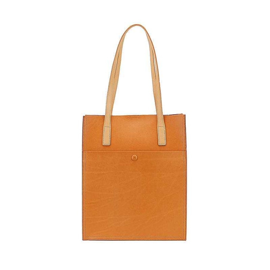 Dwarves Simple Retro Women Vegetable Tanned Cowhide Leather Tote Bag