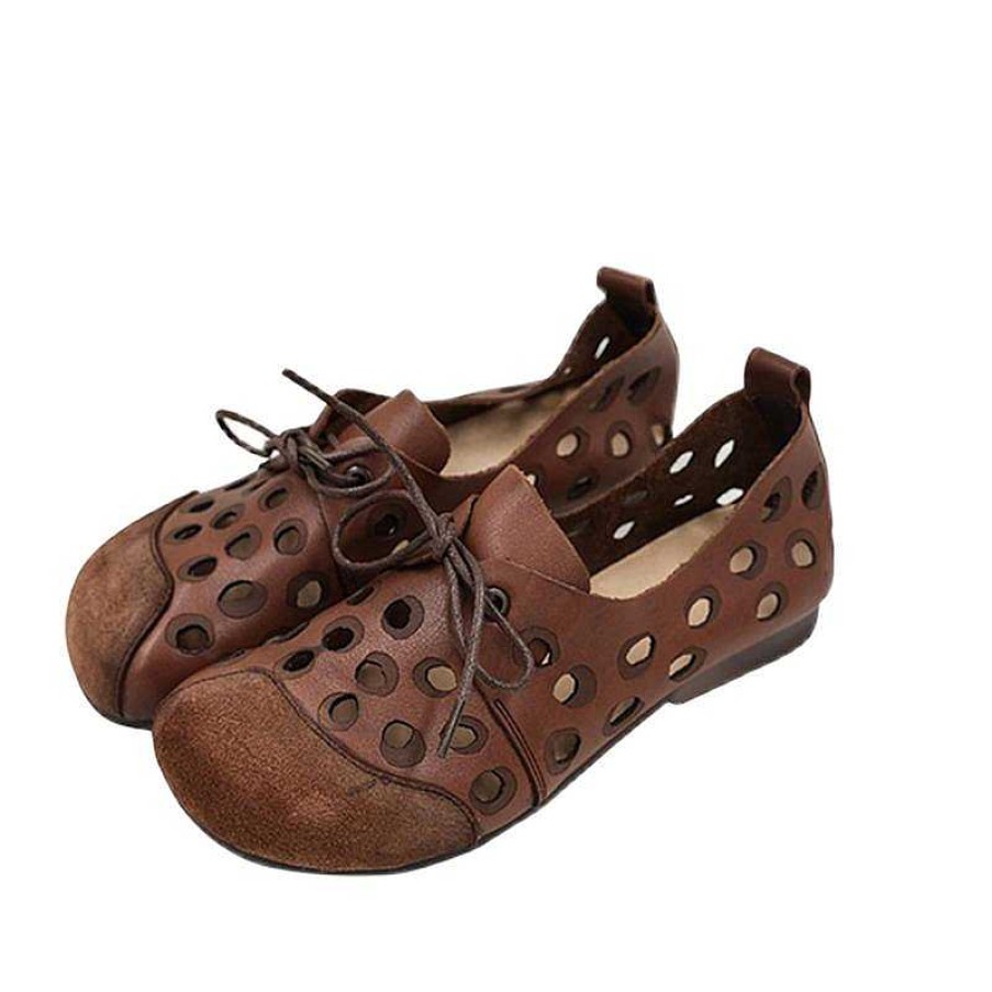 Dwarves Handmade Womens Soft Genuine Leather Sandals Lace Up