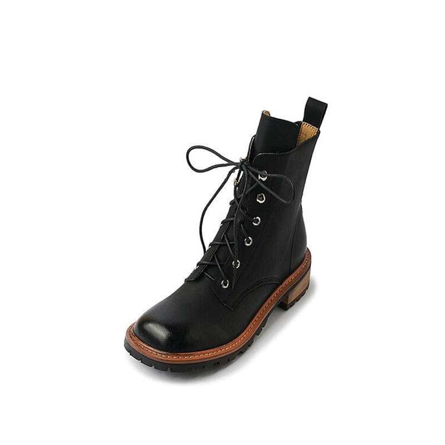 Dwarves Womens Martin Boots Lace Up Leather Ankle Boots In /