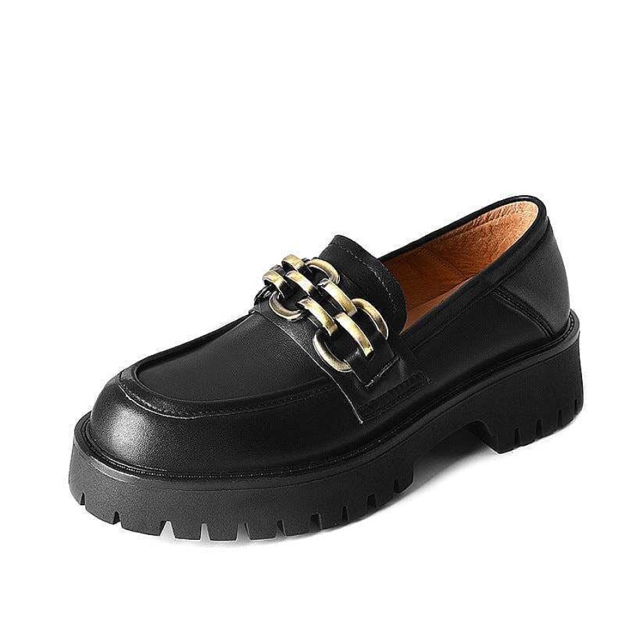 Dwarves Horsebit-Detailed Handmade Leather Platform Loafers For Women In /