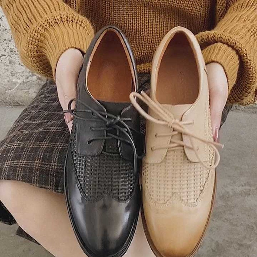 Dwarves Dwarves Leather Woven Wingtip Brogues Oxfords & Tie Shoes For Women Normal Fit / /