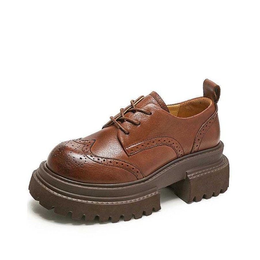 Dwarves 60Mm Platform Leather Brogue Oxfords Chunky Wingtip Lace Up Shoes For Women In /