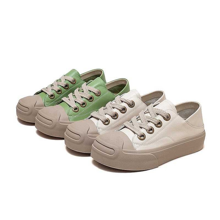 Dwarves Leather Low-Top Sneakers For Women Lace Up In /