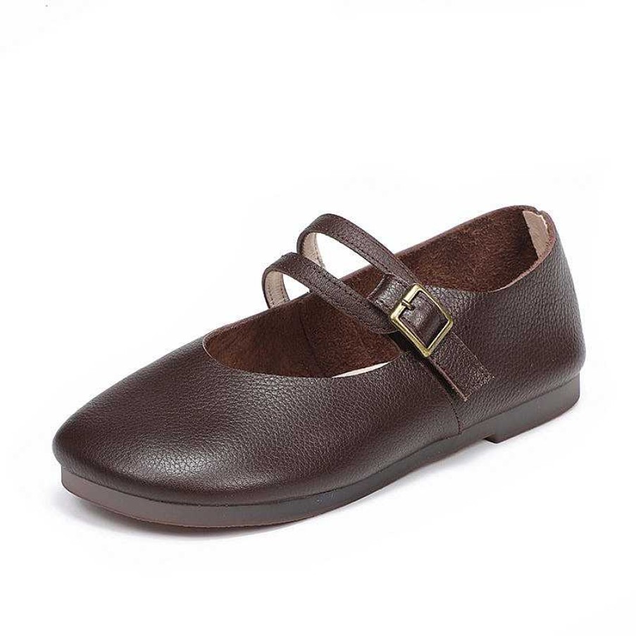 Dwarves Comfy Leather Mary Jane Flats /