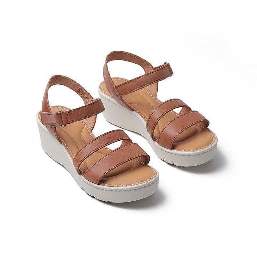 Dwarves Handmade Leather Double-Strap Wedges Sandals In / Womens Platform Slingback