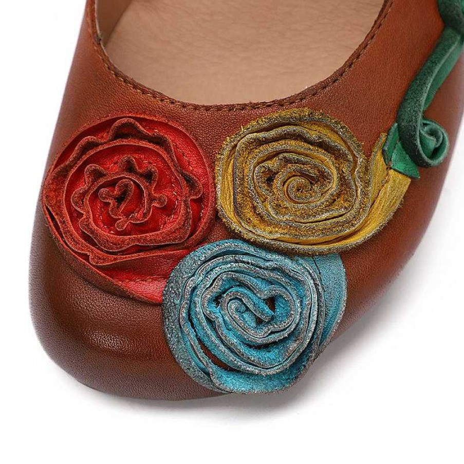 Dwarves Block Heel Mary Jane Shoes With Rose In /