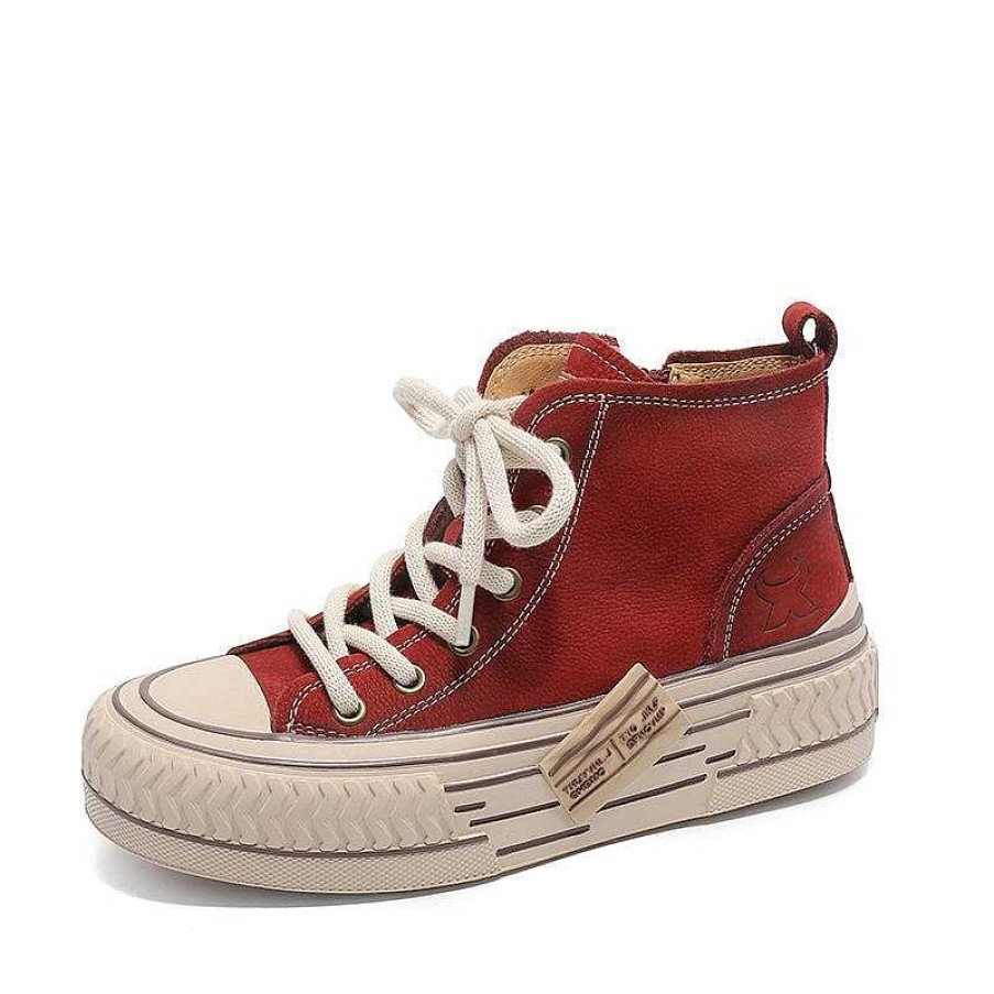 Dwarves High-Top Lace Up Flat Leather Sneakers For Women In / /