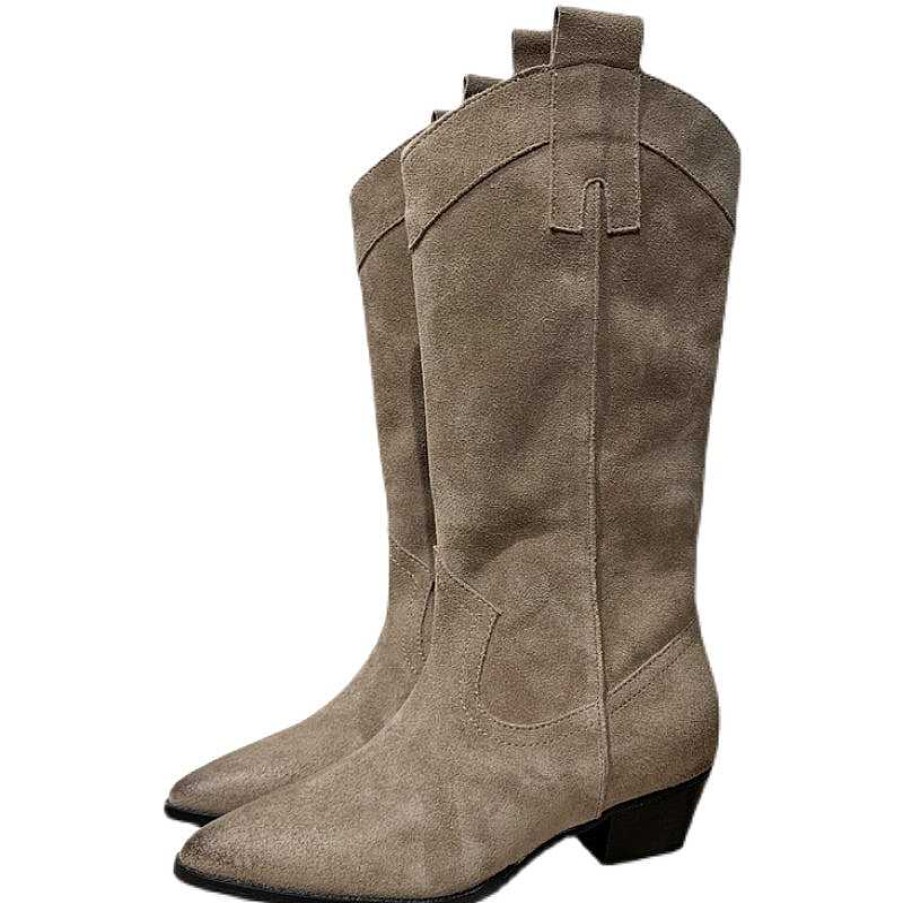 Dwarves Western Boots For Womens Mid Calf Suede Knee Boots /