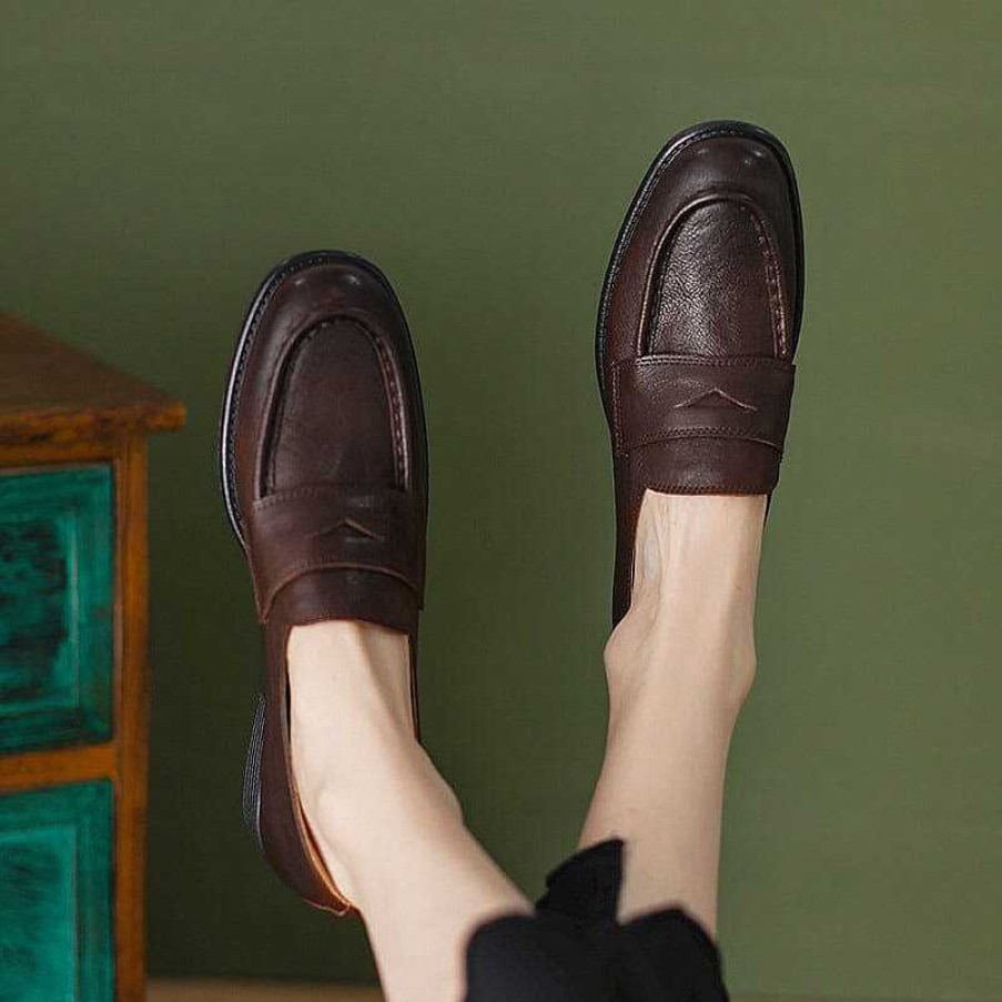 Dwarves Soft Leather Penny Loafers For Women In / Us5 To Us10