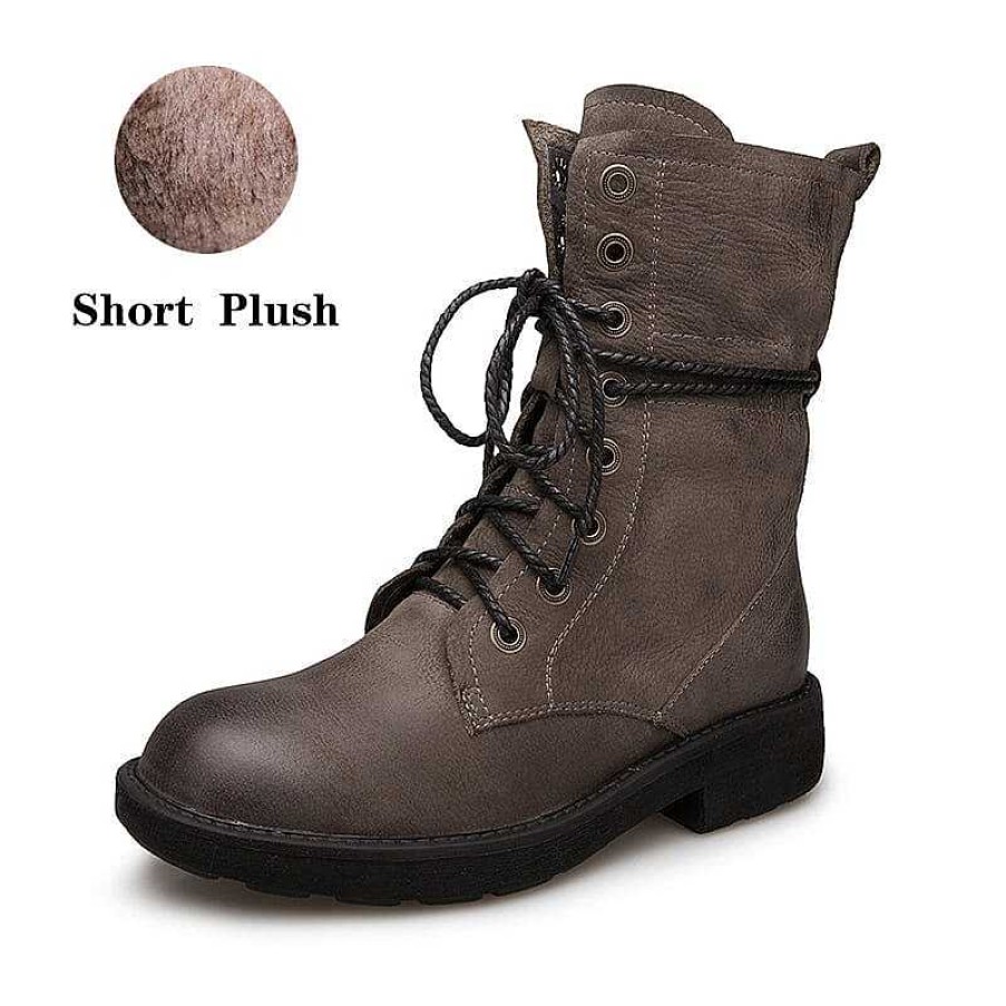 Dwarves Handmade Full Grain Leather Combat Boots Designer Retro Chunky Riding Boots / / /