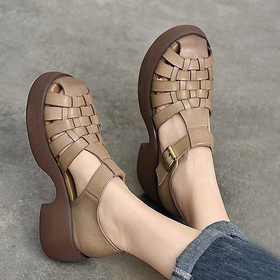 Dwarves Woven Leather Sandal Gladiator Sandals Ankle Strap Block Heel In / /