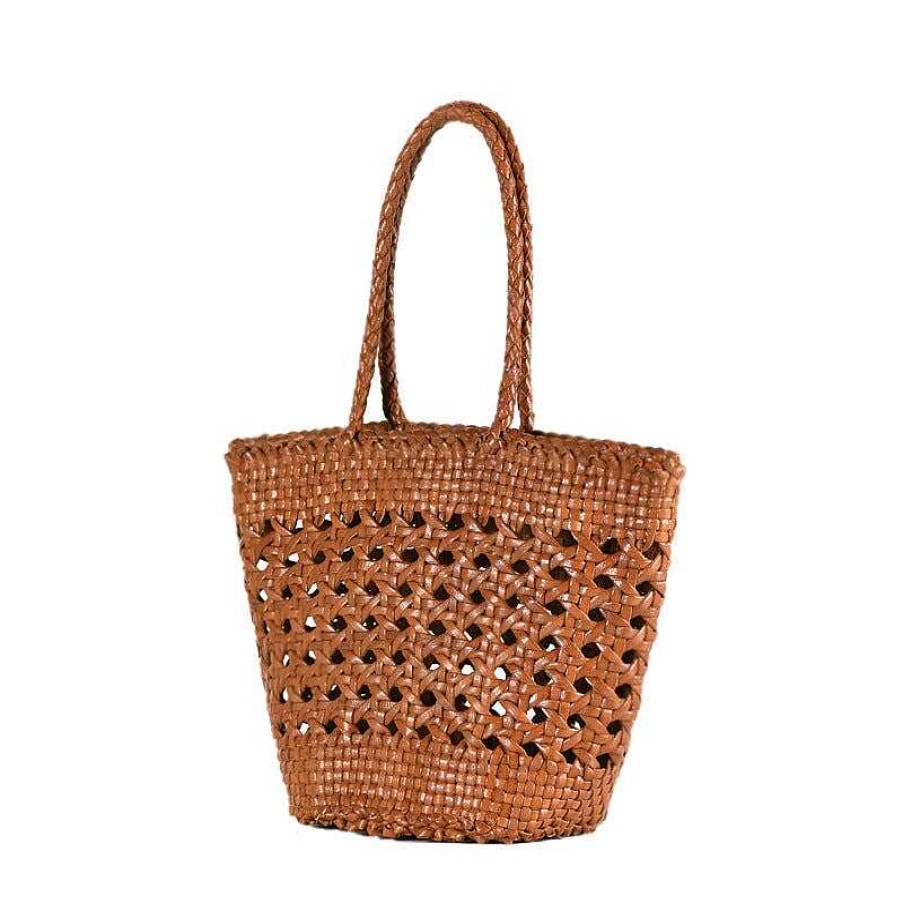 Dwarves Woven Vegetable Basket Bag Cowhide Hollow Handbag