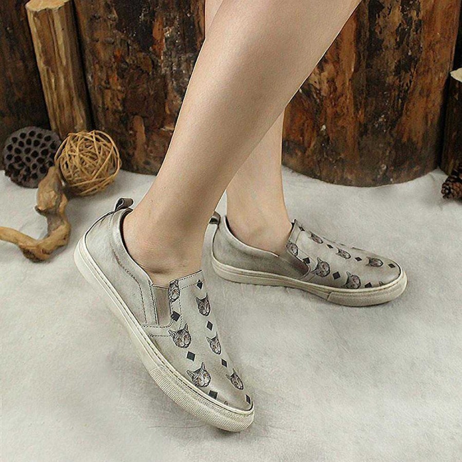 Dwarves Leather Sneakers For Women Soft Sole Comfy Walking Shoes Loafers Light