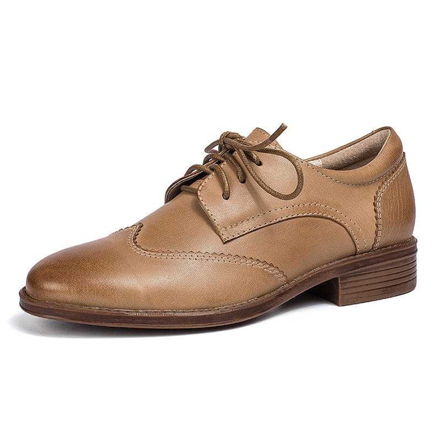 Dwarves Women Wingtip Shoes Handmade Sheepskin Brogue Oxfords Low Heel Elegant / / (Better Suited For Thin Feet)