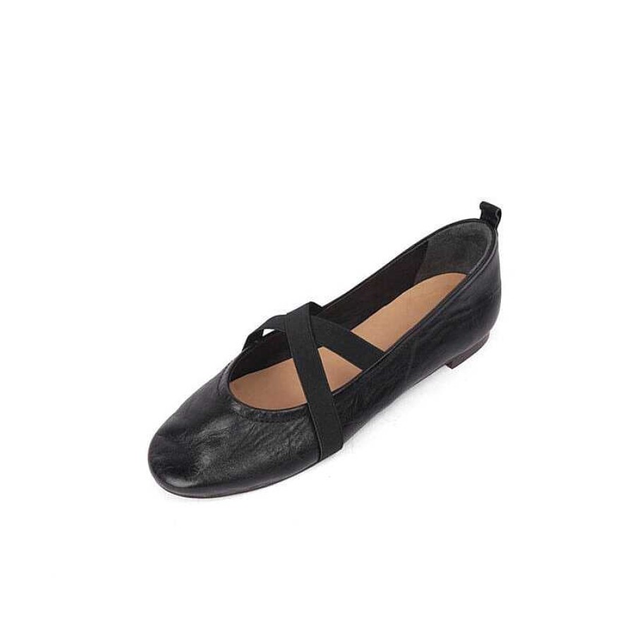 Dwarves Handmade Leather Mary Jane Shoes Cross Strap Ballet Flats In / / /