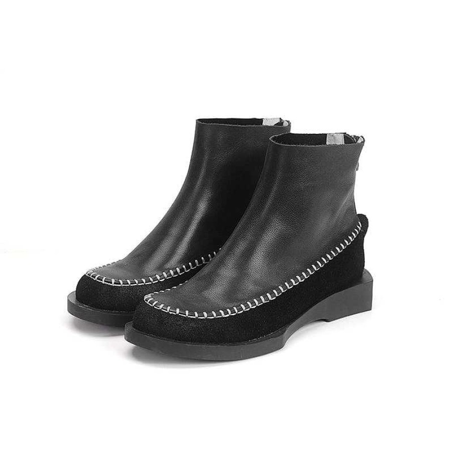 Dwarves Soft Leather Flat Boots Designer Ankle Boots Back Zip Chelsea Boots In / /