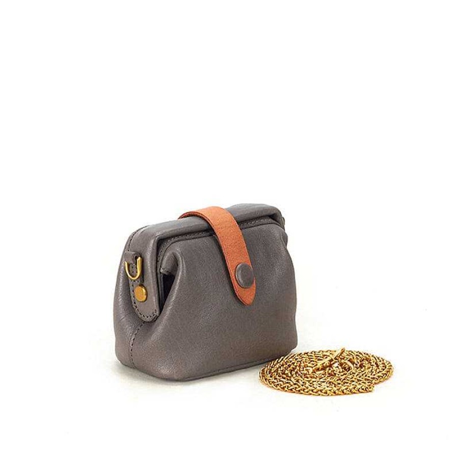 Dwarves Simple Mini Mouth Gold Bag Cowhide Doctor Bag