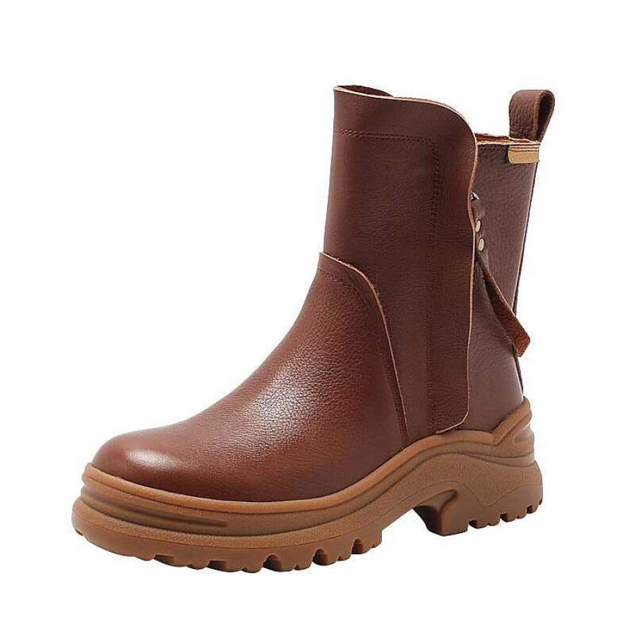 Dwarves Dwarves Leather Short Boots Snow Boots Have Fleece Lined For Cold Winter In Black/Brown/Coffee