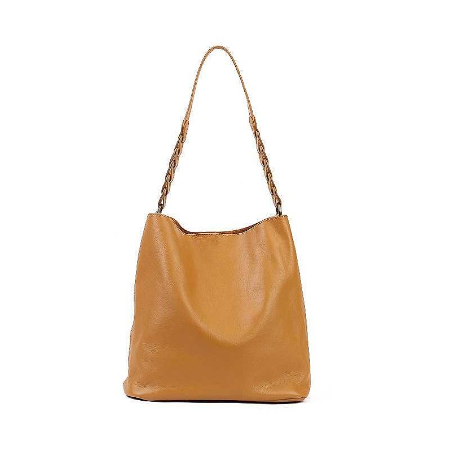 Dwarves Simple Retro Soft Cowhide Large Capacity Tote Bag For Women