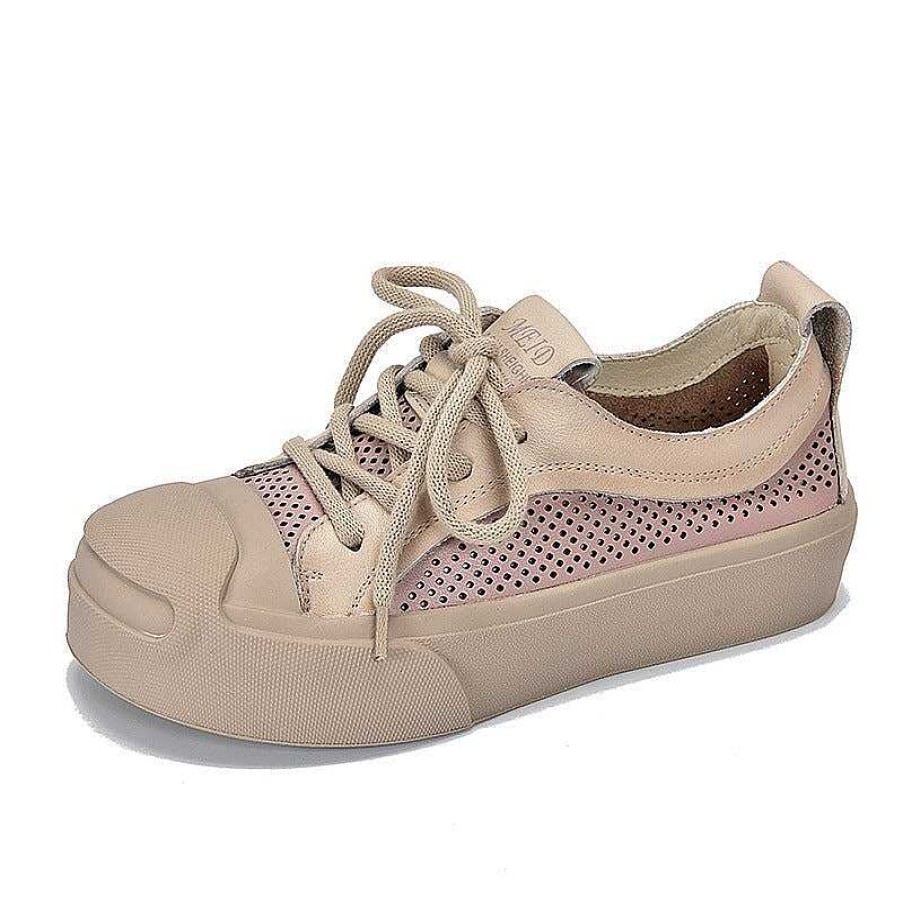 Dwarves Leather Flatform Low-Top Sneakers For Women Travel Perforated In / /