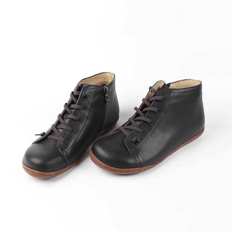 Dwarves Retro Women Leather Ankle Boots Casual Walking Boots Soft Sole Flats Oxford Booties