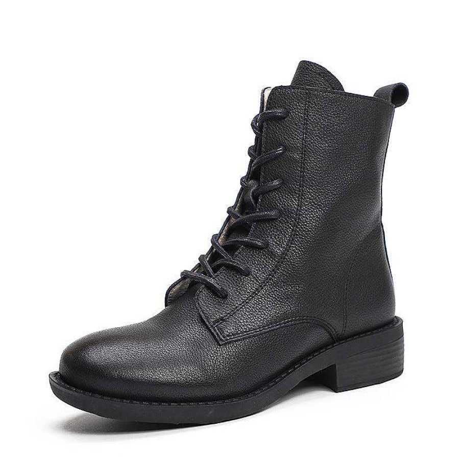 Dwarves Winter Boots Handmade Genuine Leather Lace-Up Combat Boots Retro Martin Boots Chunky Ankle Boots /