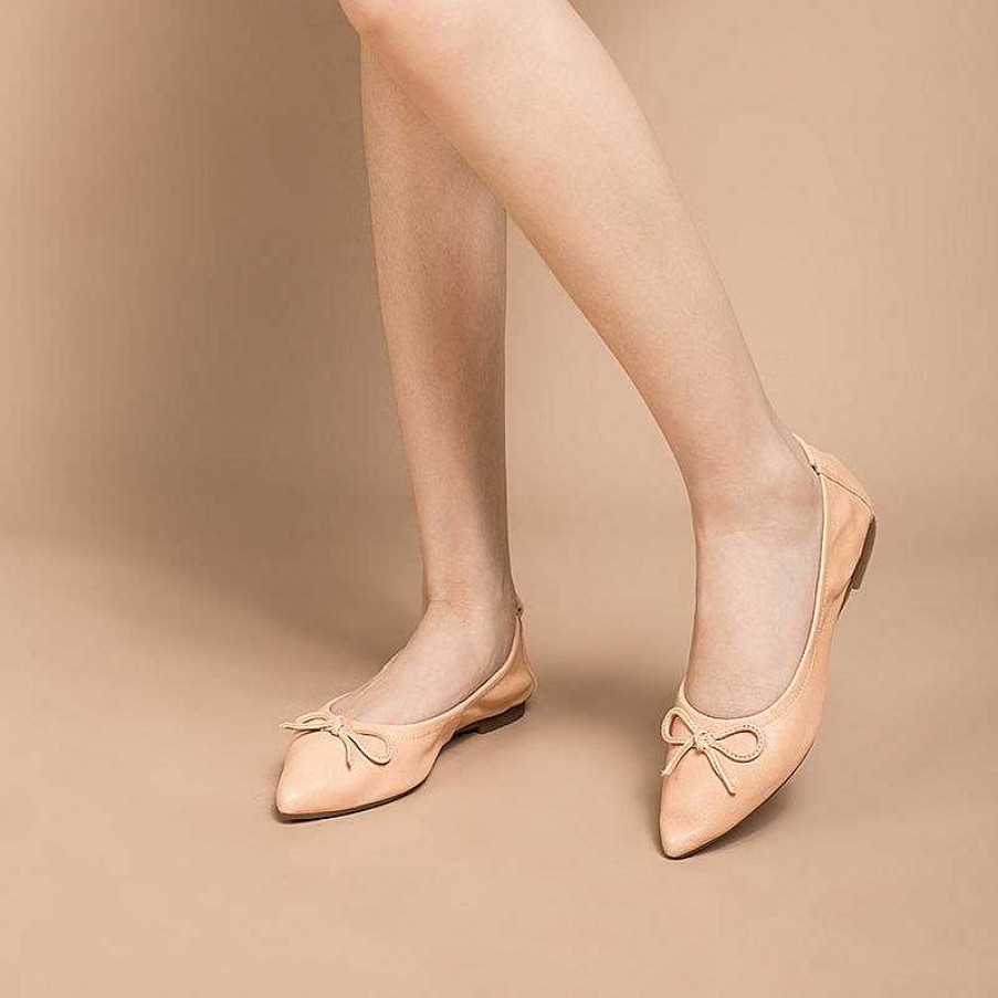 Dwarves Sheepskin Point Toe Ballet Flats For Women / / / / / / Brown/ / /