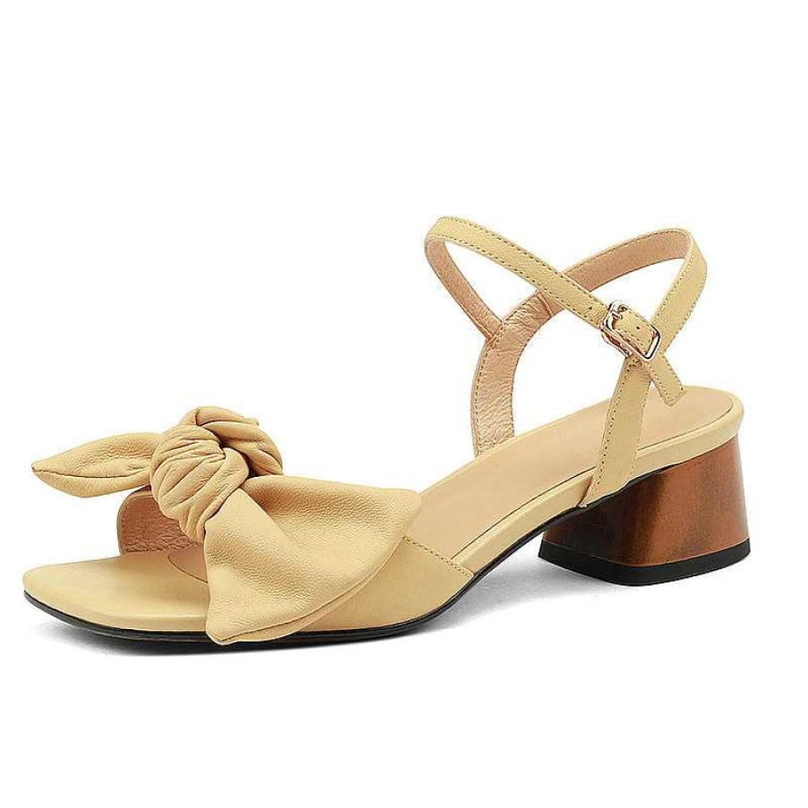 Dwarves Block Heel Leather Sandal Bowknot Sandals In /