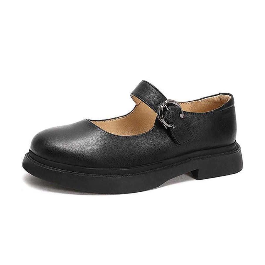 Dwarves Retro Full Grain Leather Flat Mary Jane Shoes Handmade Round Toe / / / Nubuck Leather