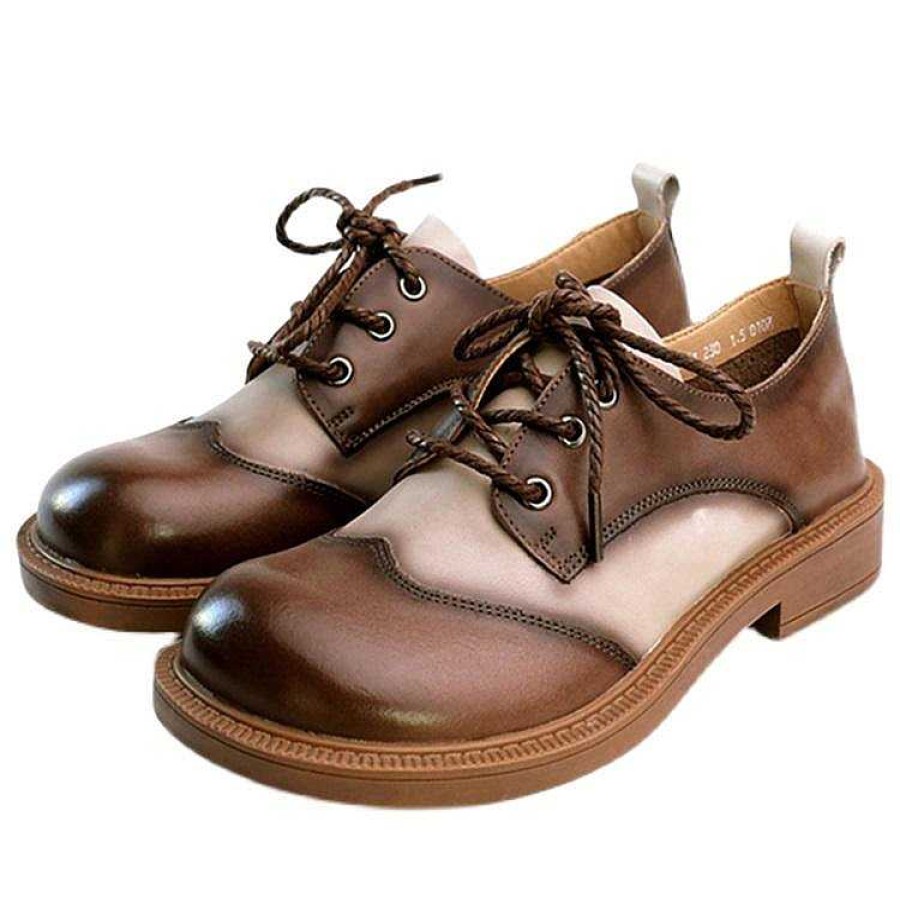 Dwarves 2021 Designer Shoes Oxford Lace Up Shoes Color Block Retro Handmade Leather Shoes /