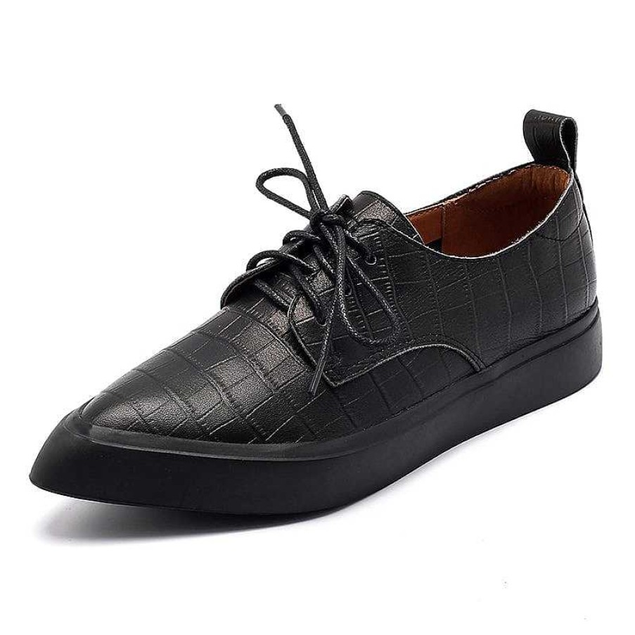 Dwarves Handmade Leather Oxfords & Tie Shoes For Women In / Point Toe Witch Style