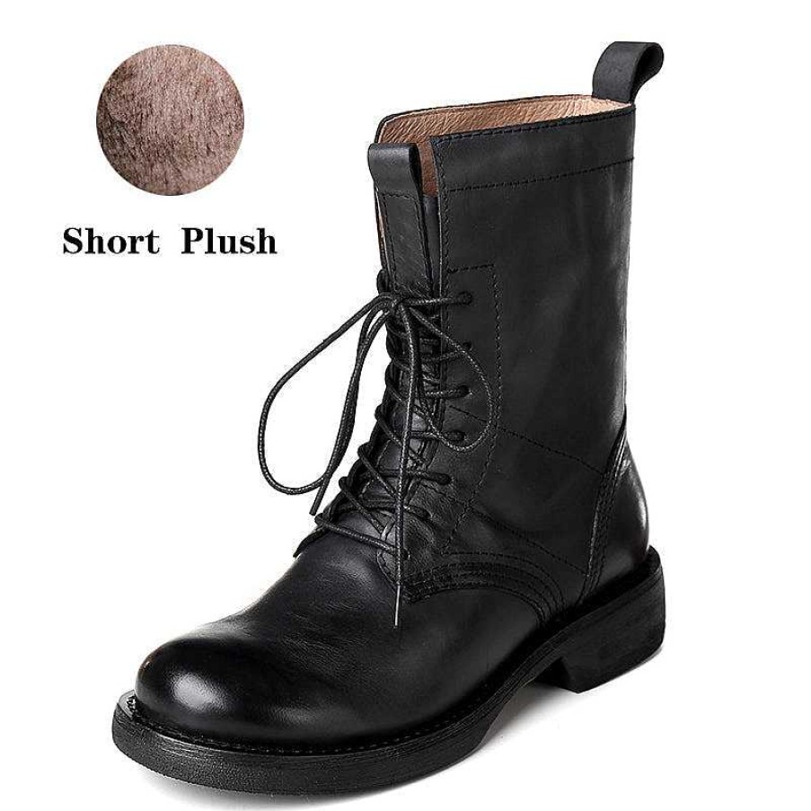 Dwarves Retro Short Boots Women Handmade Genuine Leather Martin Boots Biker Boots /