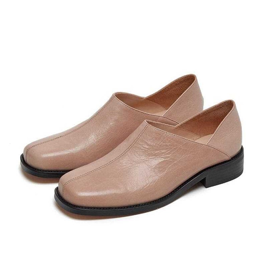 Dwarves Square Toe Soft Leather Loafers For Women In /